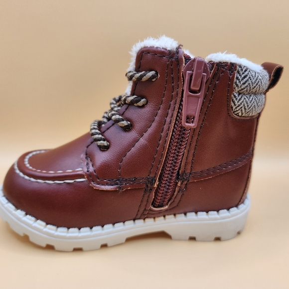 H&M Warm Lined Boots Toddler 2.5-3.5 Brown-Maroon Zip Up Tie Hennes & Mauritz - Picture 2 of 6